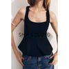 Spring New Women's Clothing Sleeveless Square Collar Cropped Short Skirt Hem Stretch Comfortable Top 2180011