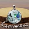 Blue Hummingbird Time Women's Versatile Decorative Glass Retro Jewelry Pendant Necklace
