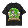 R-Rick and M-Morty Vintage Washed T-Shirt Men Polyester Clothing Kawaii Adventure Crewneck Short Sleeve