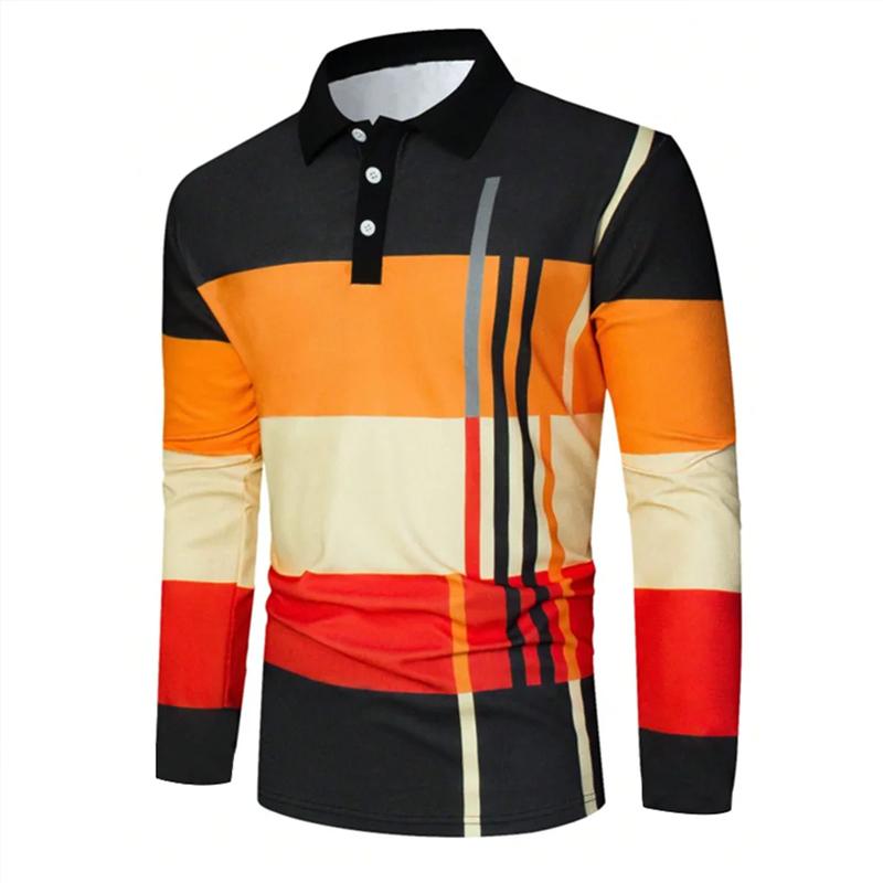 Spring Mens Polo Shirt Long Sleeve Stand Basic Blouse Tee Shirt Top Casual T-shirt Men Shirt