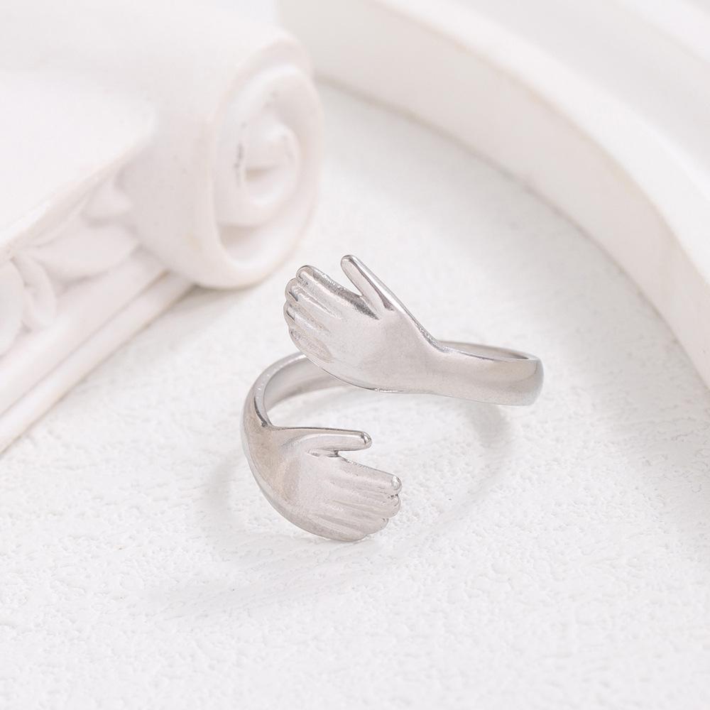 „Herzförmiger Smiley-Ring aus Titanstahl im europäischen und amerikanischen Stil – lichtechter, modischer Damenschmuck“