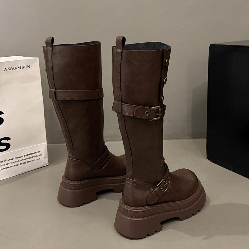 Western cowboy wasteland wind long high boots children 2025 autumn and winter new thick-soled piling boots two wear knight boots