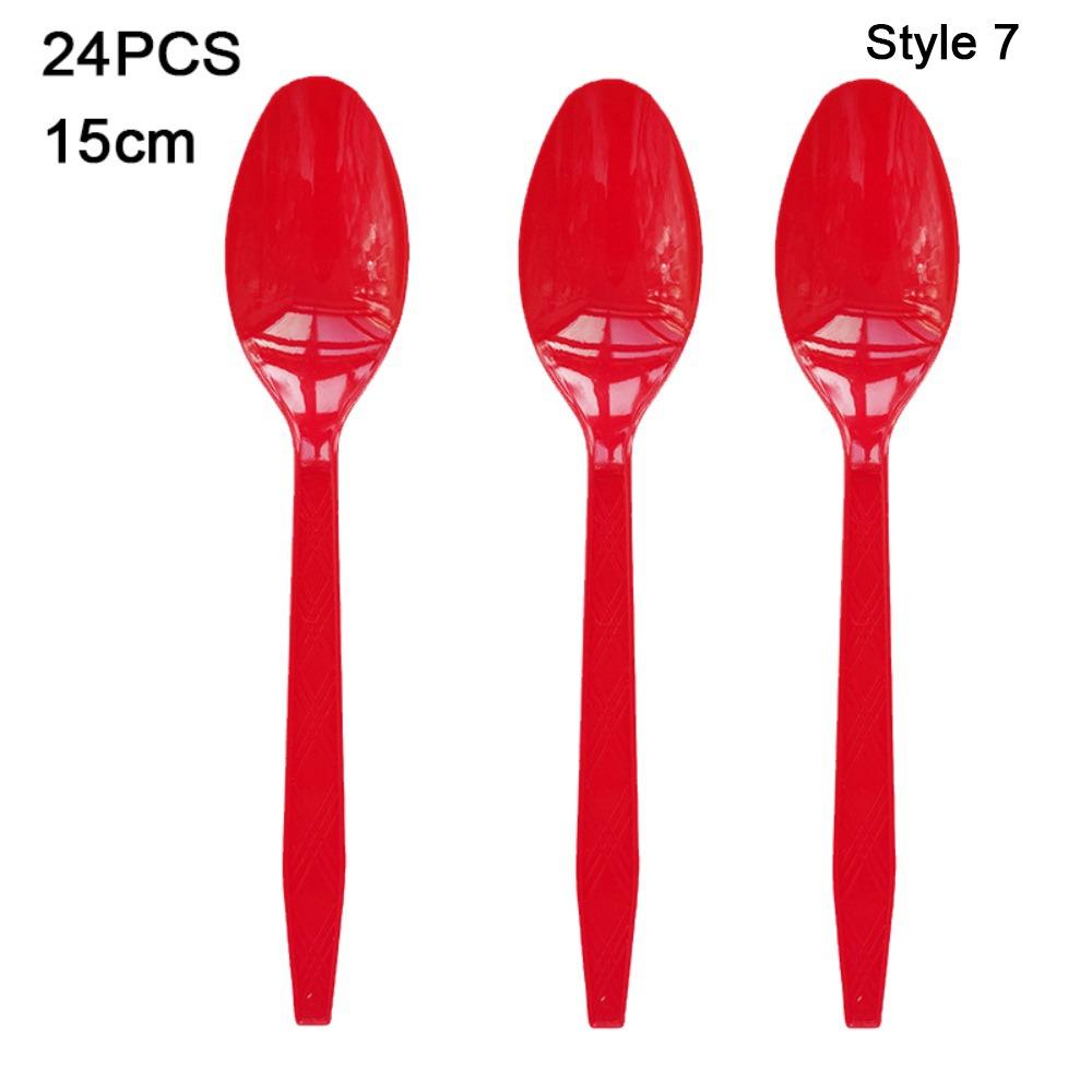 24pcs Fork Spoon Christmas Disposable Tableware Dessert Container Paper Plates  Christmas