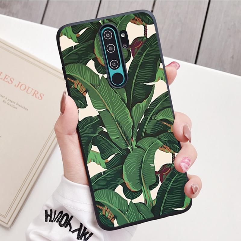 Retro květina z banánového listu, černý silikonový kryt na telefon pro Redmi Note 8 7 Pro S 8T pro Redmi 9 7A
