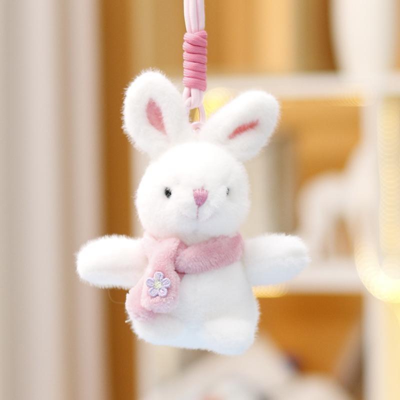 Plush Rabbit Scarf Doll Keychain Toy Animal Pendant Backpack Decoration Gift