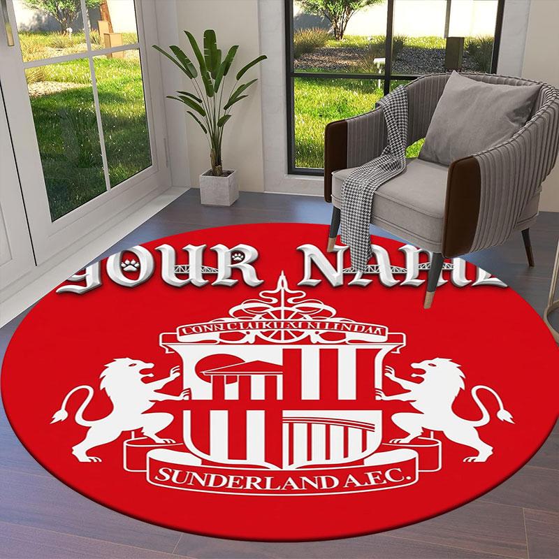 Sunderland A.F Custom Name Round Area Rug,Carpet Rug for Living Room Bedroom Sofa Playroom Decor,Non-slip Floor Mat