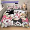 3pcs Sanrio Cute Characters Quilt Cover Set - Soft & Comfortable Polyester Fabric, All-Season Breathable Comforter Set For 1 Quilt Cover & 2 Pill