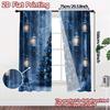 2pcs,Curtains Blue Christmas Forest Lanterns (2) Popular Creative Curtains Versatile Fabric Curtains Versatile All for Bedroom,