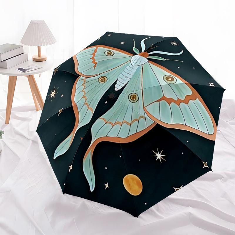 1pc Moonlight Butterfly Automatic Open/Close Umbrella with Windproof, Functional Design, 8-Rib Sturdy Canopy