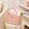 Soft Material Storage Basket Drainable Design Handheld Basket Bath Basket  Dormitory Living