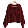 Women's Bowknot Knit Sweater - Versatile Autumn/Winter Fashion 2025, Japan-Korea Style