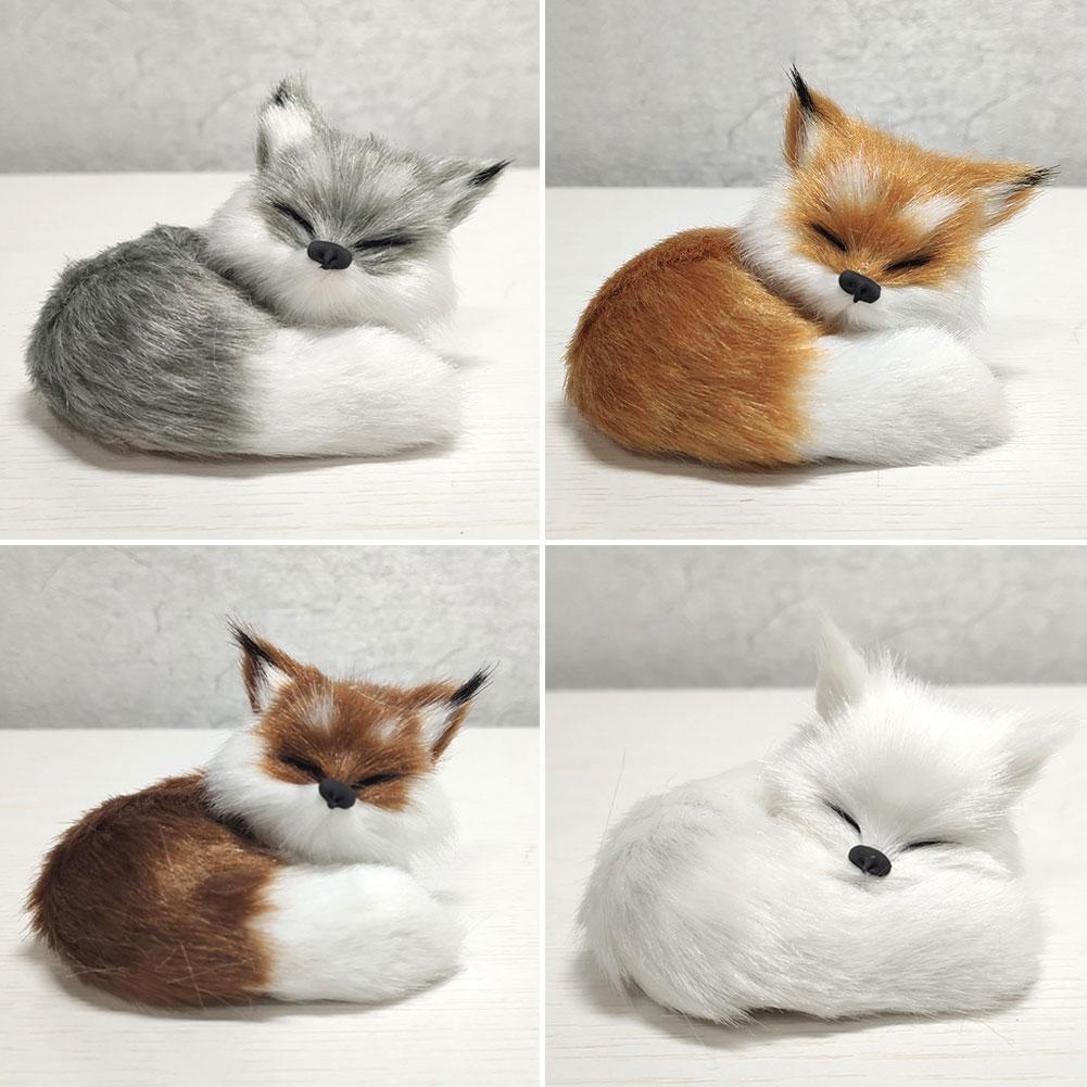 Nový plyšový model lišky s realistickou srstí, dřepící, sedící liška, stolní dekorace, zvíře, statická plyšová figurka, dárek na dětskou párty, festival