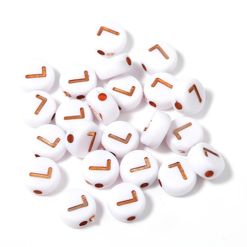 100Pcs 7mm Acrylic Alphabet Beads Rose Gold Letter Loose Flat Round Beads For Jewelry Making Findings DIY Bracelet Earrings Gift