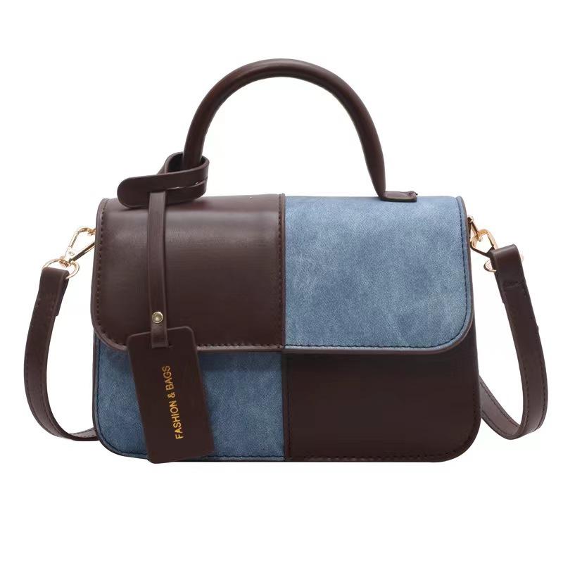 Niche Design Sense Splicing Oblique Span Bag Bag Popular High-End Sense Small Square Bag