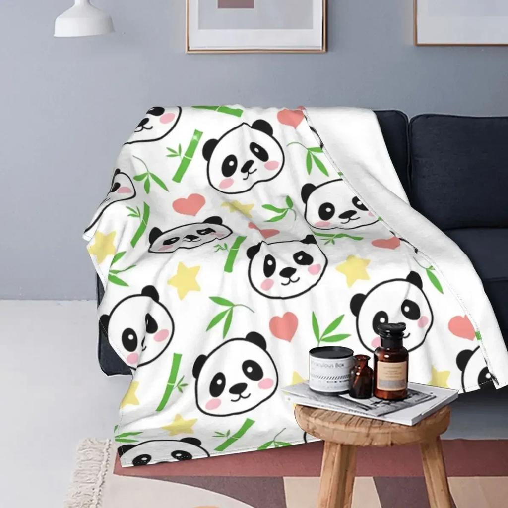 Cozy D Panda Bamboo Throw Blanket Soft Flannel Winter Blanket for Couch Office Bedroom Lovely Animal Print