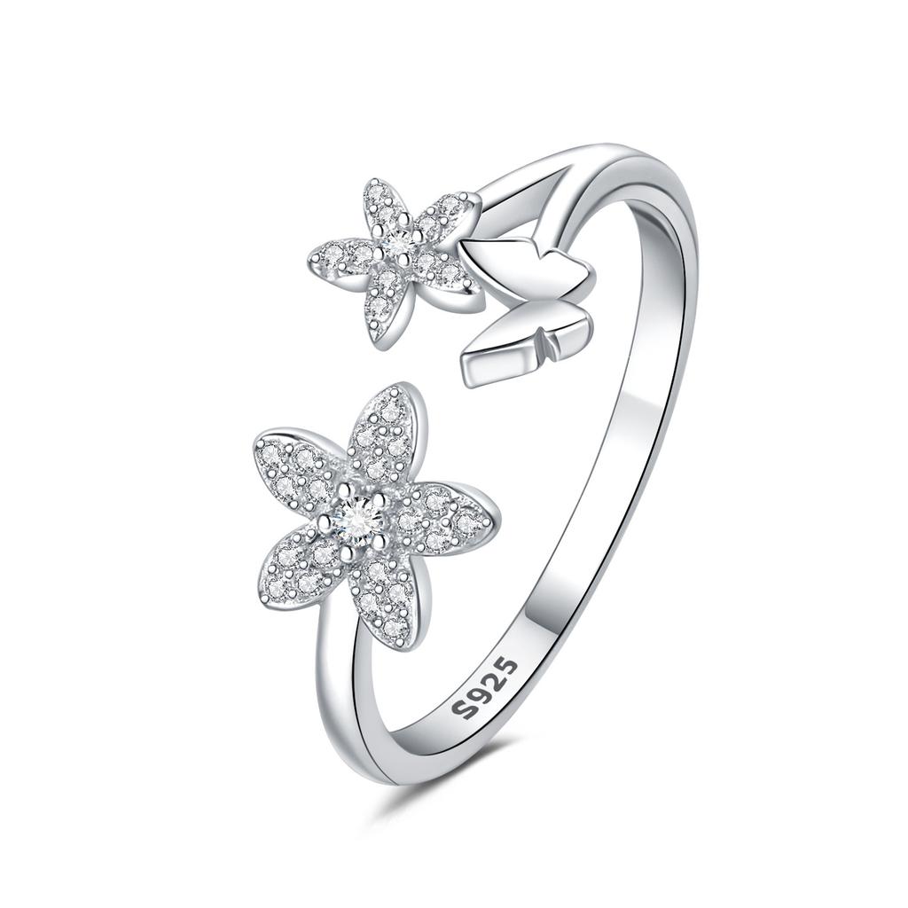 copper 30 Styles Beautiful Flowers Opening Rings Ideal For Women Adjustable Finger Ring Personality Jewellery Party Gifts