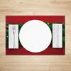4pcs/set Christmas Placemats Linen Non Slip Heat  Red Green Resistant Table Mats Holiday Party Kitchen Wedding Dining Decoration