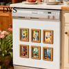 Framed Art Magnets for Housewarming Gifts Cute Cat Magnetic Fridge Magnet, Vintage Wooden Picture Frame, Fun Gift Lovers Renters Scene Decor