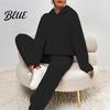 Stylish Women Loungewear Women's Fuzzy Fleece Pajamas Set Winter Plush Pullover Hoodies Texture And Pants Lounge Fluffy 2 Piece Sleepwear Hooded