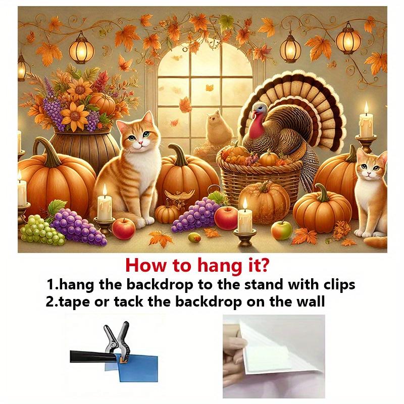 2D theme Thanksgiving harvest background wallpaper - polyester material wall decoration