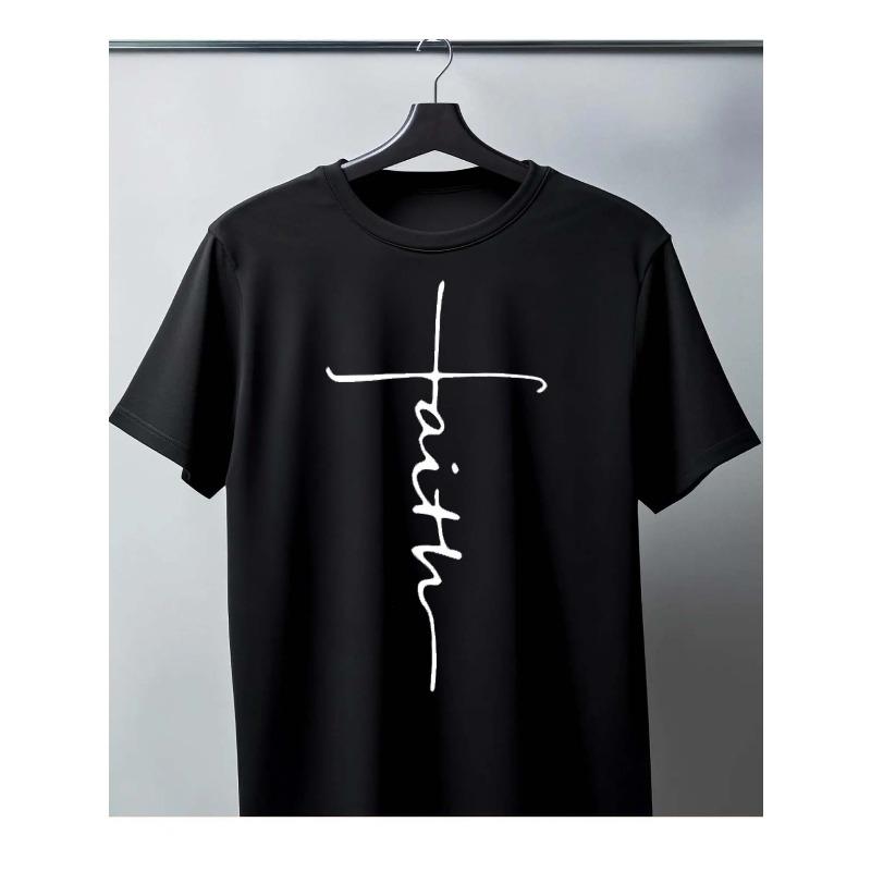 

European sizes Faith Minimalist Design Mens T-Shirt - Pure, Black 4XL чорний