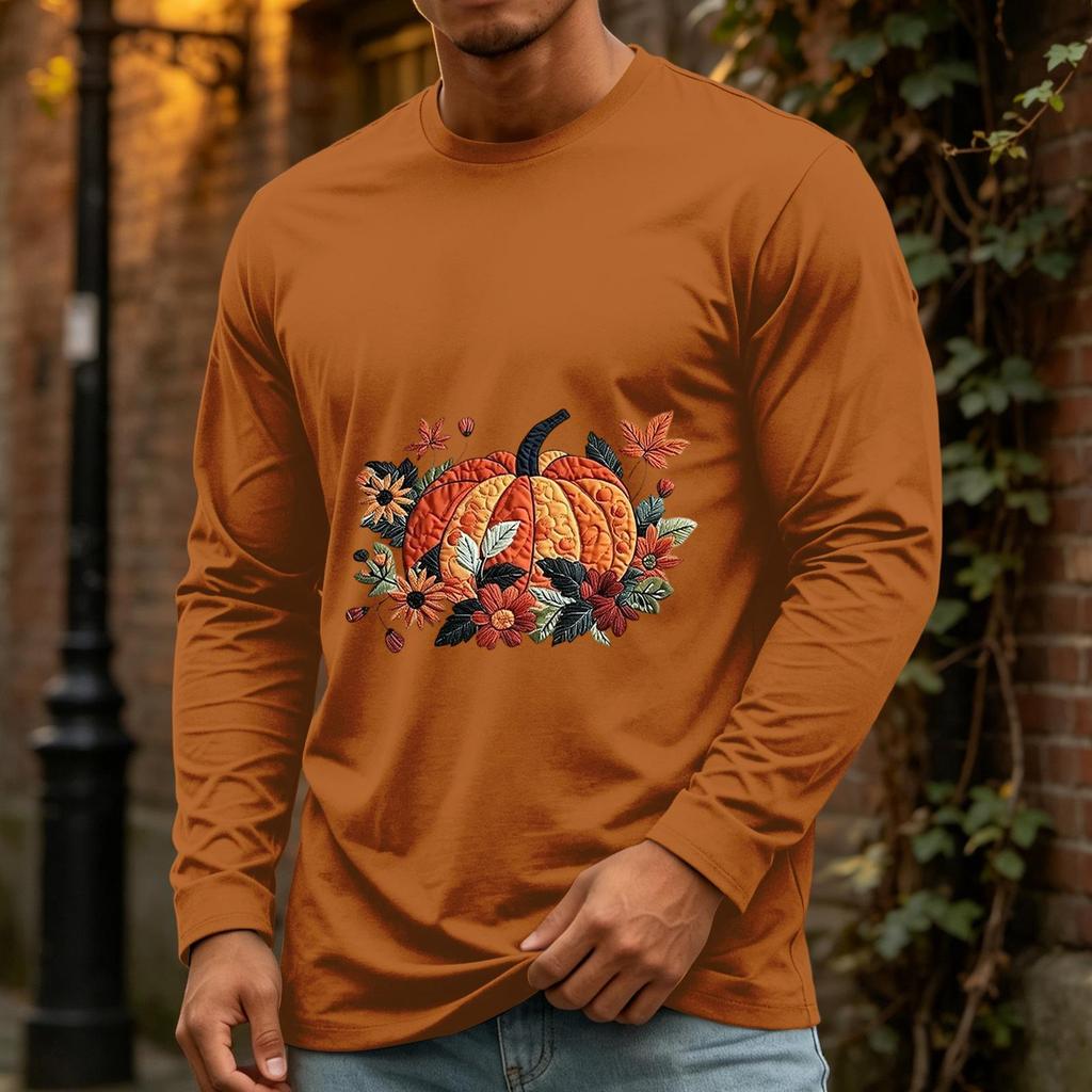 Men's Casual Long Sleeve Neck T-Shirt for Halloween