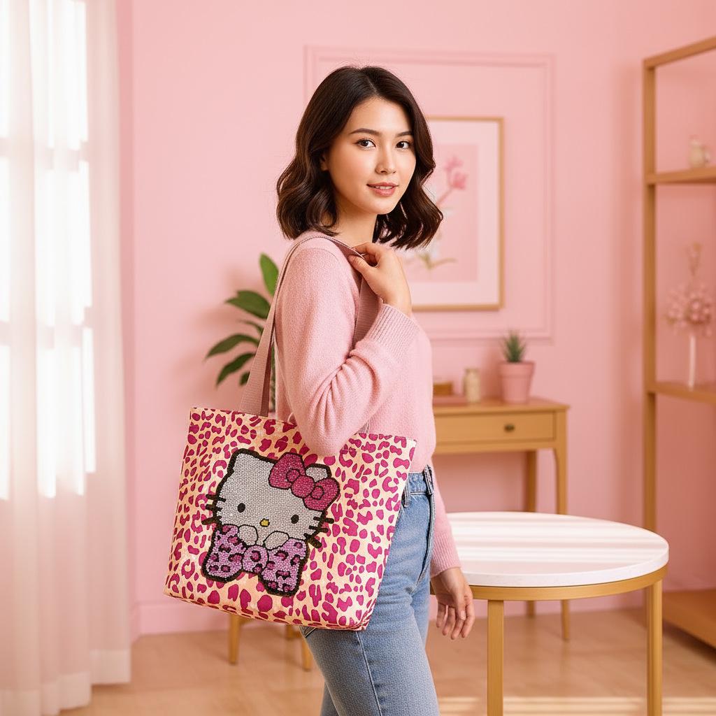 

Холщовая сумка кроссбоди с мультяшным котом 2025 - Милая, вместительная японская студенческая сумка-тоут для женщин Fabric Workshop &3894