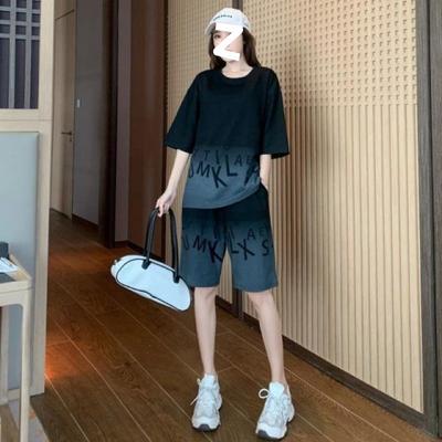 Plus Size Sportswear Suit Women's Summer Fashion Loose Short-sleeved Shorts Two-piece Set