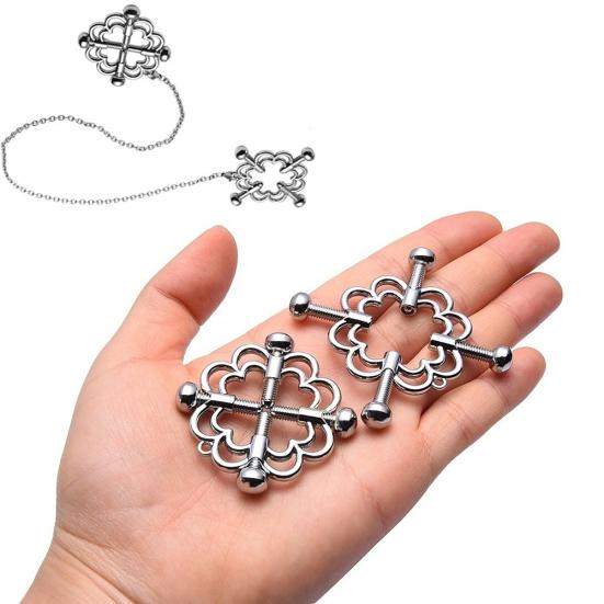 1 par metall brystvorteklemme Justerbar brystklemme Hollow Out Design Voksen sexleketøy