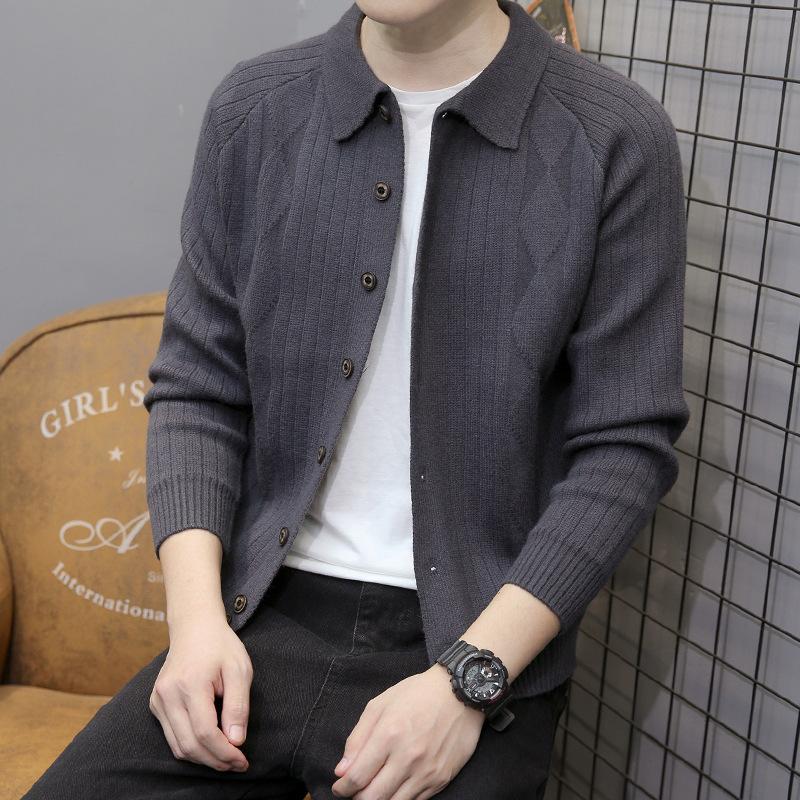 Autumn Cardigan Korean Style Sweater Men's Tops Jacket New Men's Trendy Slim Sweater Trendy One