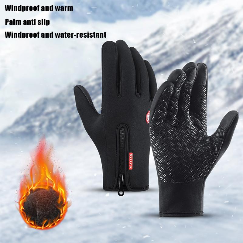 Utomhus Cykling Klättring Handskar Fitness Sport Vattentäta Vindtäta Långa Fingrar Plus Sammet Varma Handskar Höst och Vinter