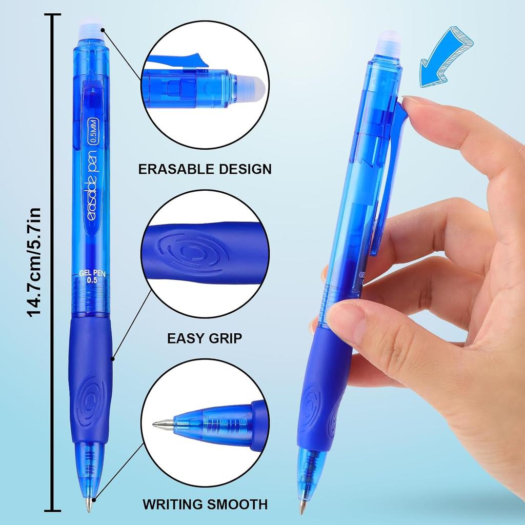 USUAL12 Color 0.5mm Erasable Gel Pens,Make Mistakes Disappear Colored Pens,Fine Point Retractable Erasable Gel Pens for