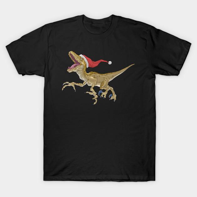 Men Black Print T-shirt Christmas Velociraptor No-Cut Transfer Paper Print Cotton Tshirt M чёрный