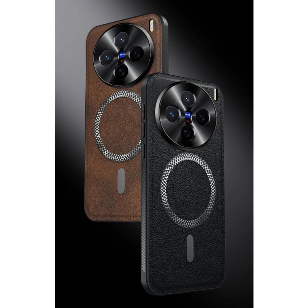 Retro Kožené Magnetické Pouzdra na Telefon Pro VIVO X200 Pro Mini X100Pro X200 Ultra Business Kovová Ochrana Fotoaparátu Nárazuvzdorný Kryt
