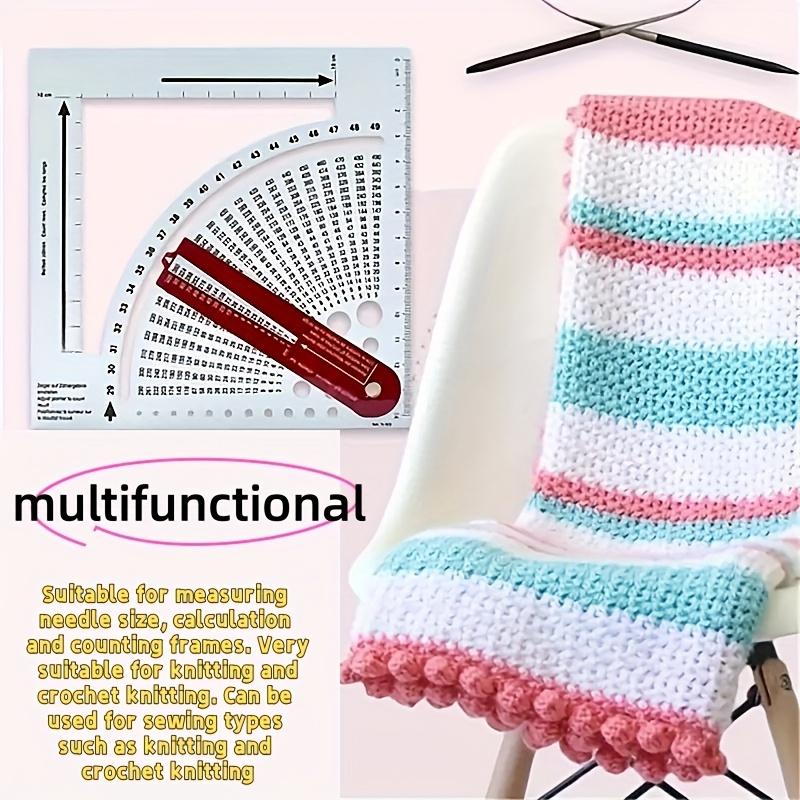 1pc Double-Sided Knitting Calculator and Counting Board, with Rotating Ruler Tool, Hook and Yarn Density Calculator, Mixed Color, for Knitting