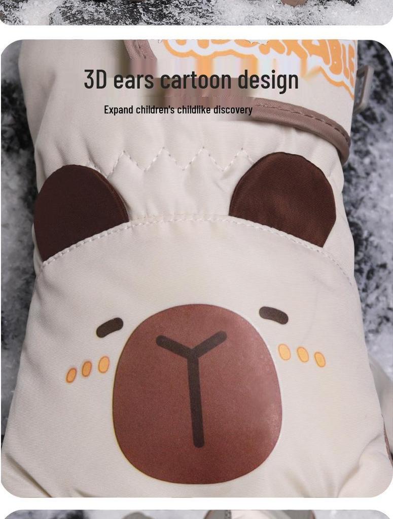 Capybara Kinder Winter Skihandschuhe - Wasserdicht, Winddicht, Warm, für Jungen, Mädchen und Teenager