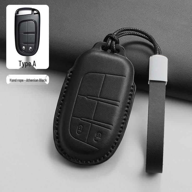 Leather Car Key Holder for Jeep Compass and Dodge Renegade