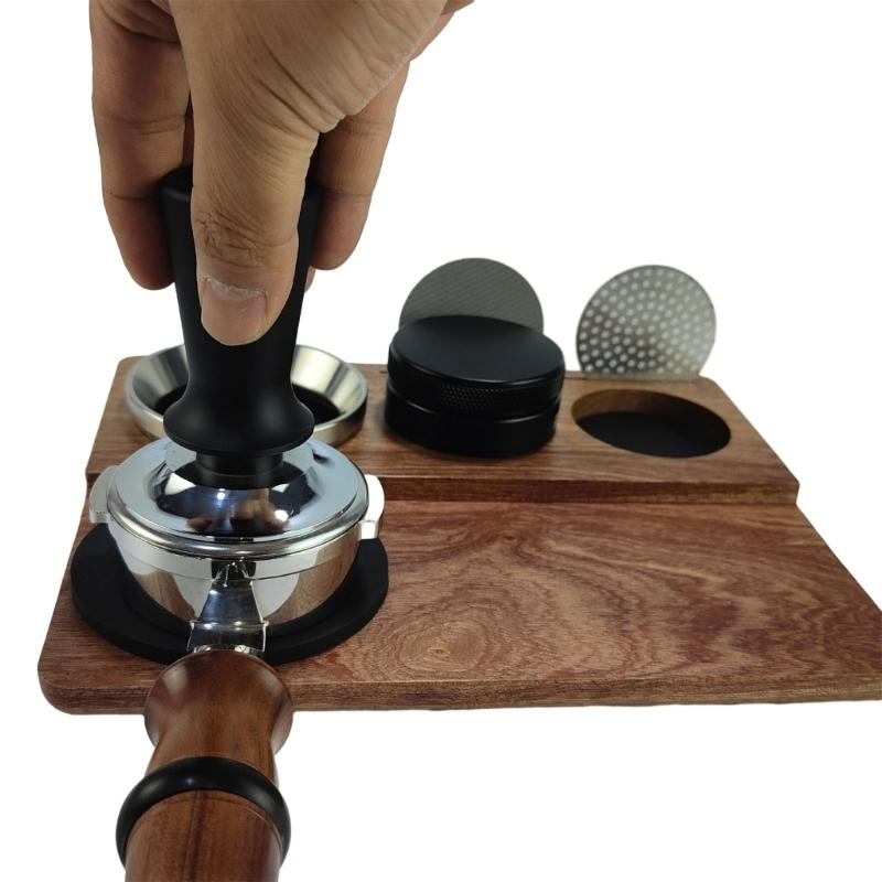 Wood Coffee Tamper Holder Wood Tamping Stand Espresso Tamping Station Coffee Tool Rack Wood Material for Coffee Lovers