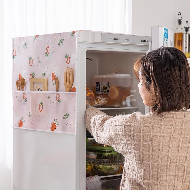 Refrigerator Dust Cover PEVA Waterproof Print Foldable Storages Side Environmentally Friendly Househlod Smooth Washing Machine
