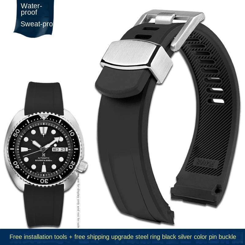 Oblouková přezka Řemínek Pro SEIKO PROSPEX cola kroužek SRPA21J1 SRPE99K1 SRP777J SRPC91J1/25J1 Zakřivený gumový řemínek Pánský náramek 22 mm