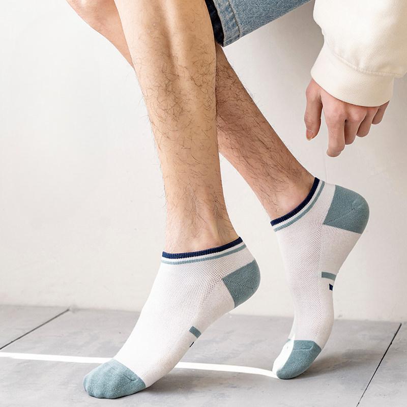 Men's Summer Thin Mesh Breathable Boat Socks Men's Moisture-wicking and Sweat-wicking Spring Men's Short Tubes Anti-odor Sports