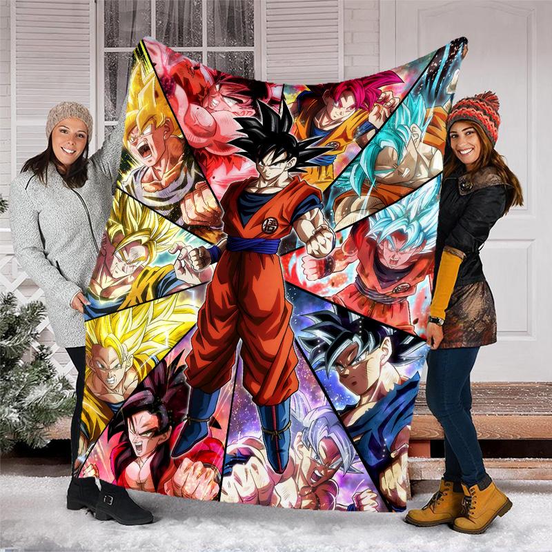 1pc Dragon Ball3 Theme Blanket - Digital Print, Polyester, Cozy for All Seasons, Perfect for Outdoor, Camping, and Travel