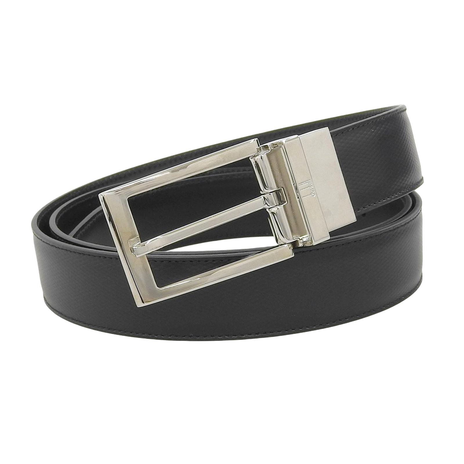 Pristine Dunhill belt Reversible pin buckle leather black leather mens Used