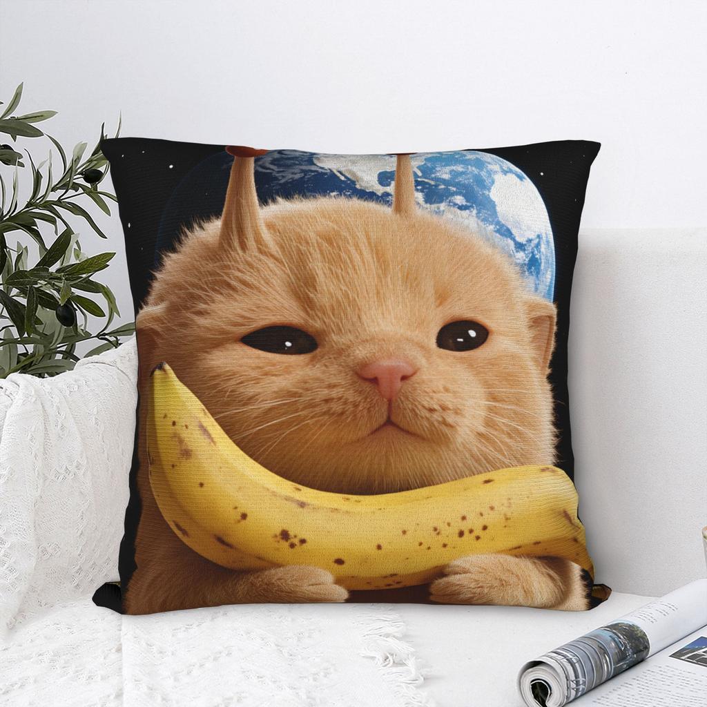 Pillow Case Space Banana Aliens Cat Square Pillow Cover For Couch Sofa Bedroom Novelty Pillowcases