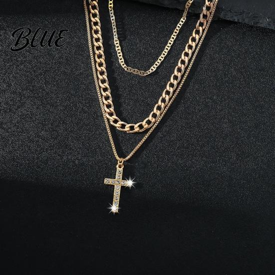 High-grade Texture Jewelry Layered Cross Necklace for Women Rhinestone Crystal