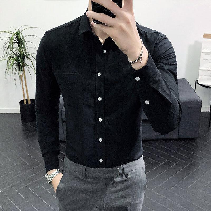 Hengyuanxiang Men's Long-Sleeve Business Casual Shirt