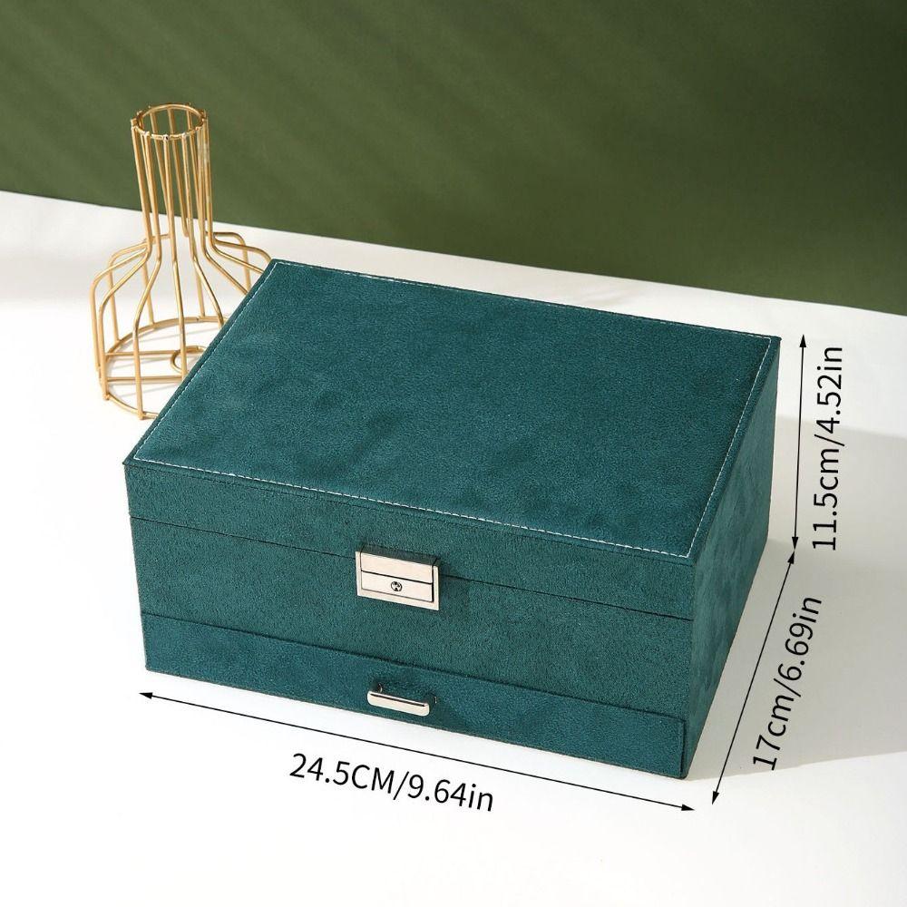 With Lock And Drawer Jewelry Storage Box Velvet Jewelry Box Organizer  For Women