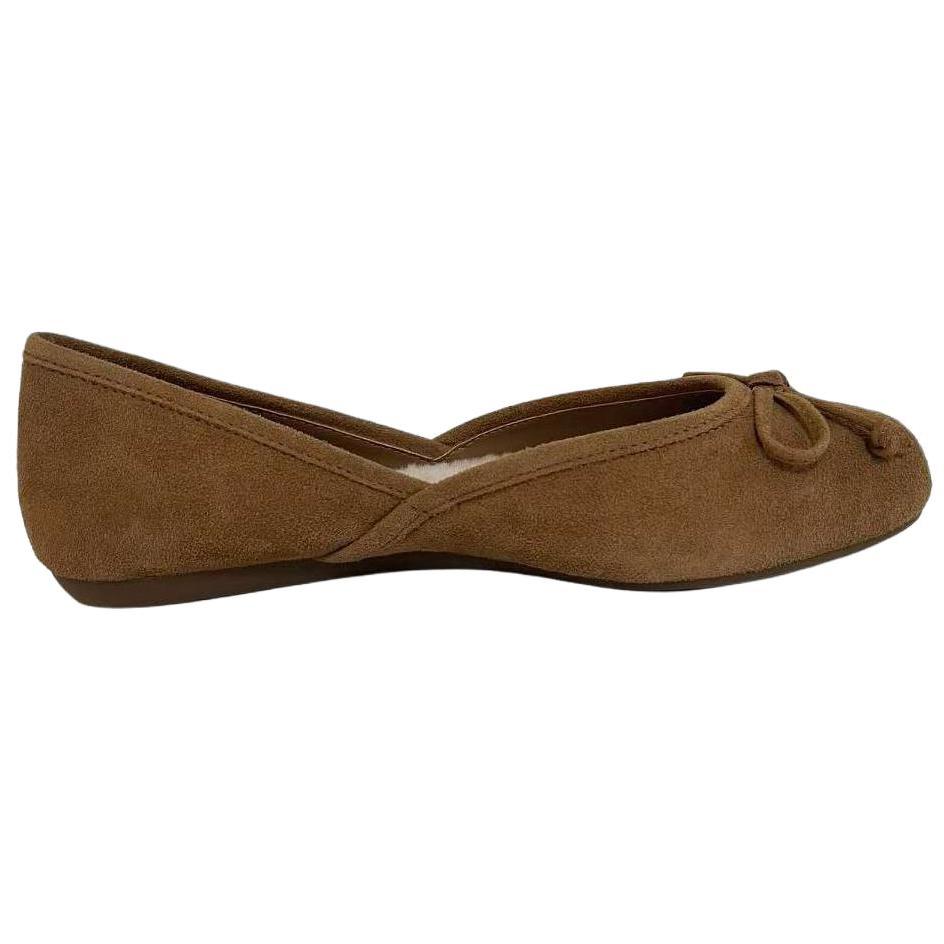 UGG Lena Flache Rindsspaltleder Vielseitige Bequeme Freizeitschuhe Damen Ballerinas Dunkelbraun 1098289-CHE