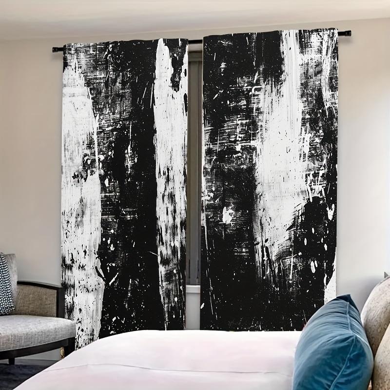 New Abstract Black and White Patterned Decorative Curtain   Creative Bathroom Shower Curtain   Easy Hanging   Machine Washable   Hom