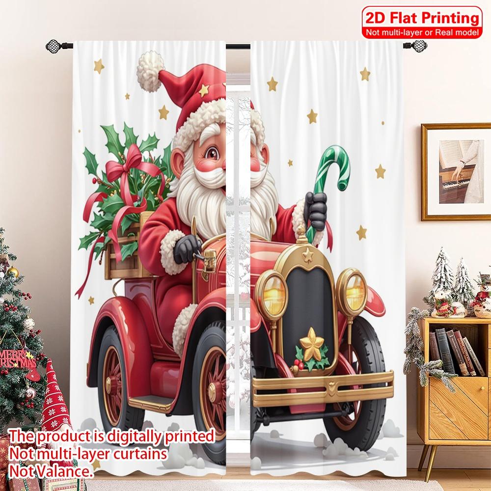 

2 шт. 2D плоская печать С Рождеством Христовым Вечеринка Занавески Рождественский гном Автомобиль Подарки 100% полиэстер Без электричества Праздничный 52.50×116.00 CM 2pcs